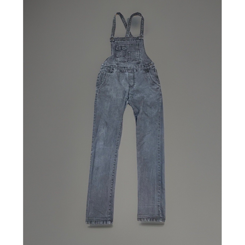 Free People Through The Woods Bib Overalls Size 26 Charcoal Slim Denim Jumpsuit